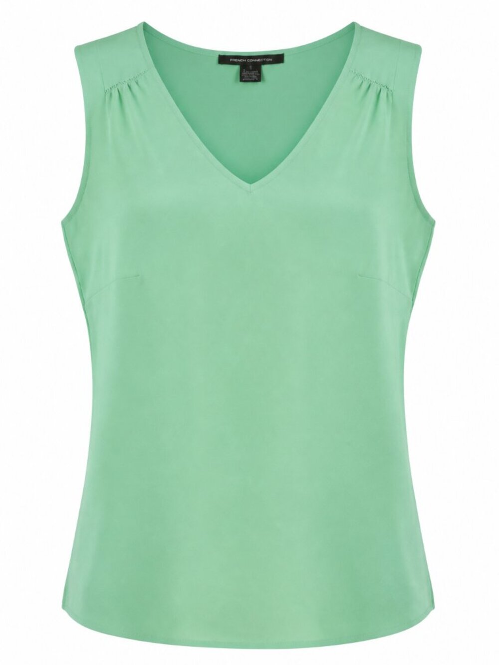 French Connection Light Green V-Neck Semi Cap Sleeve Mixed Media Tank Top XS